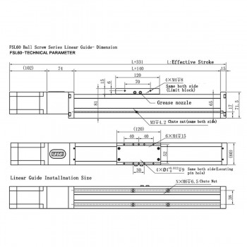 FS60 Ball Screw Linear Rail Guide CNC Slide Stage Actuator Table with Nema 24 Stepper Motor