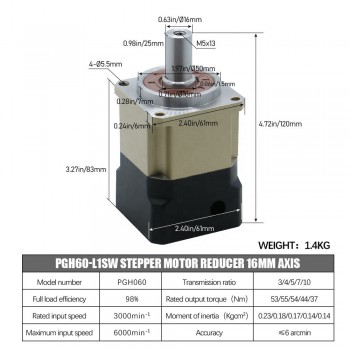 Precision Helical Planetary Gearbox Reducer For Nema 23, Nema 24 Stepper Motor 16mm Axis