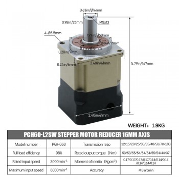 Helical Planetary Gearbox Speed Reducer For Nema 23, Nema 24 Servo Motor 14mm Axis