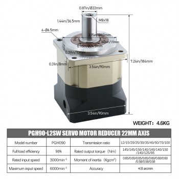Precision Helical Planetary Reducer fit Nema 34 Stepper Motor / 80-90mm Servo Motor