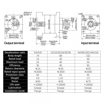 Planetary Reducer PX60 Ratio 4/6/10/16/24/36/64/96/144/216 Max 40N.m Suit For Nema24 60 Stepper Motor