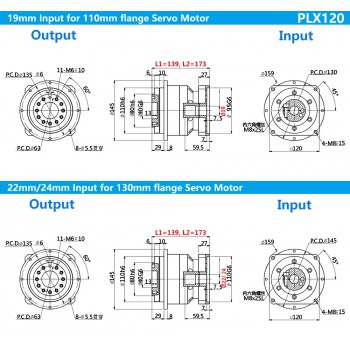 Helical Gear Planetary Gearbox Speed Reducer for Nema 42 Stepper Motor & 110mm/130mm Servo Motor