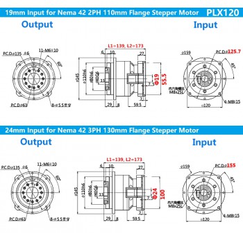 Helical Gear Planetary Gearbox Speed Reducer for Nema 42 Stepper Motor & 110mm/130mm Servo Motor
