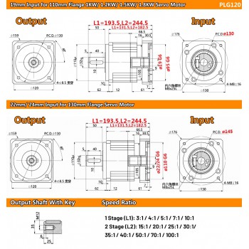 Helical Planetary Gearbox Speed Reducer for 19mm/22mm/24mm Input Servo Motor