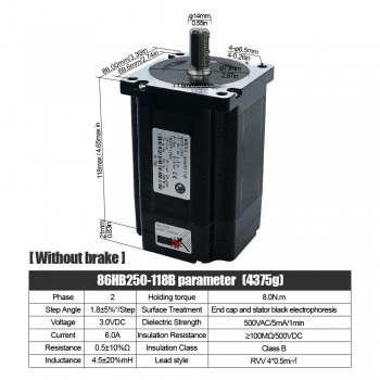 HLTNC Nema34 Close Loop Stepper Motor 1.8Deg 8N.m (1143oz.in) Without Brake & HBS86 Driver Kit