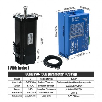 HLTNC Nema34 Close Loop Stepper Motor 12N.m With Brake + Hybrid Servo Driver Kit For CNC Router