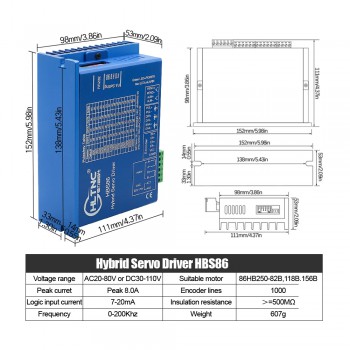 HLTNC Nema34 Close Loop Stepper Motor 12N.m With Brake + Hybrid Servo Driver Kit For CNC Router