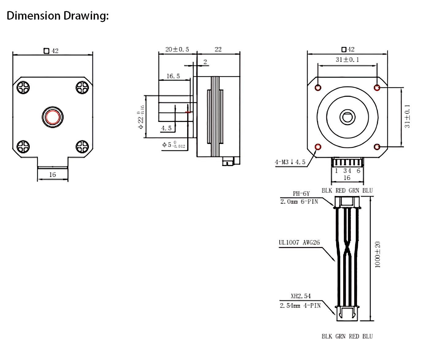 Buy 17HS4023 OUKEDA NEMA17 Stepper Motor 1.8 Deg 14 Ncm 1A For 3D