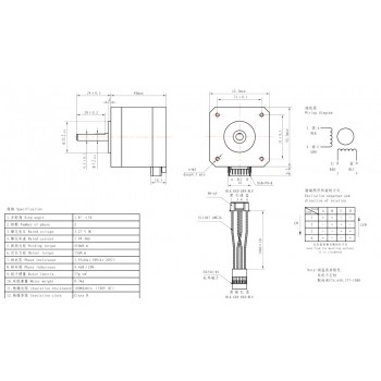 Oukeda 17HS4401 NEMA 17 Stepper Motor 1.8 Deg 45Ncm 2 Phase for 3D Printer Robotics 42X42mm