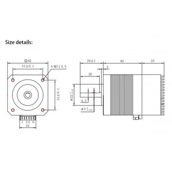OUKEDA Integrated Nema 17 Stepper Motor with Controller 1.8 Deg 0.44Nm (62.30 oz-in) 1.68A 2 Phase 12-40VDC