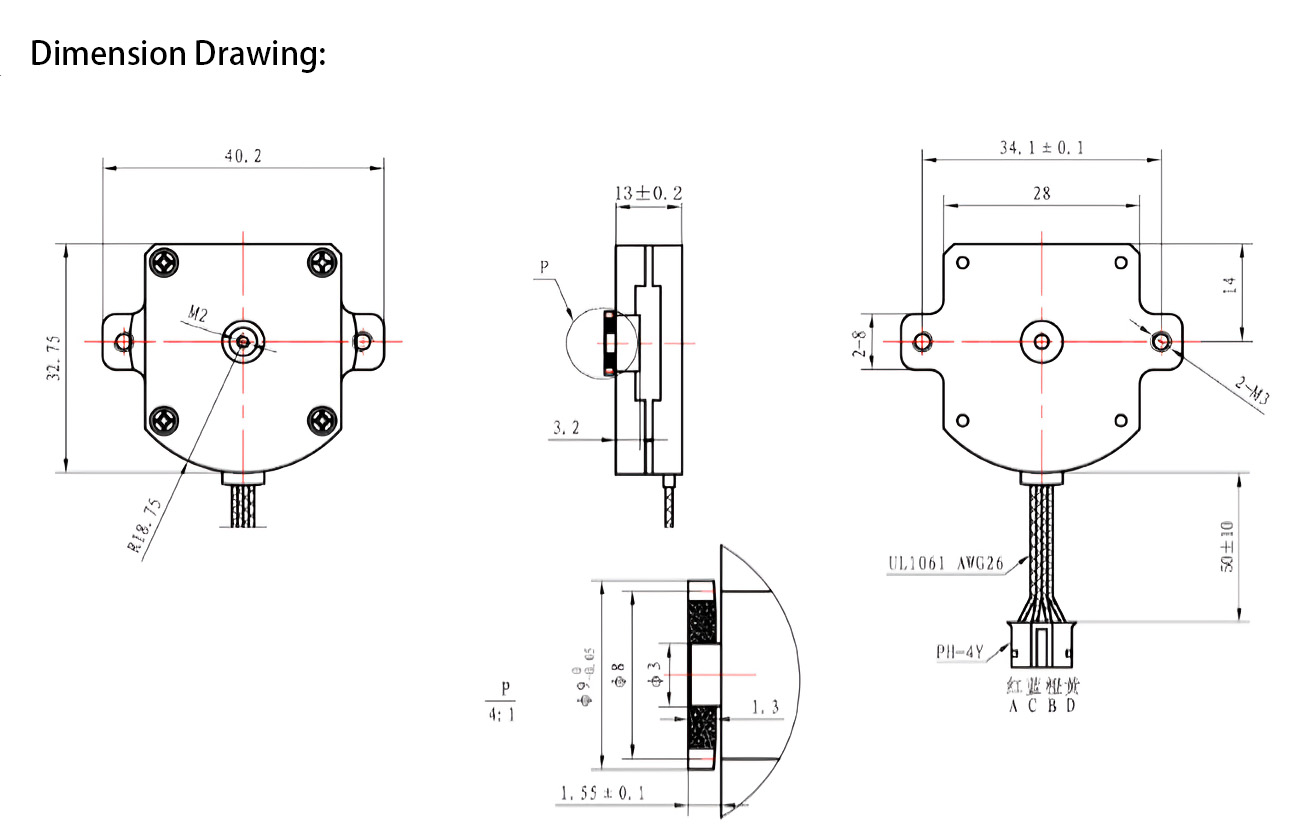 Buy OK28BP13-2A Oukeda Nema 11 Flat Pancake Stepper Motor