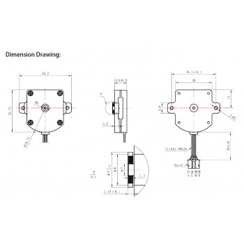 Oukeda Nema 11 Flat Pancake Stepper Motor with Gearbox 2 Phase 1.8 Deg 2.5Ncm 4 Wires