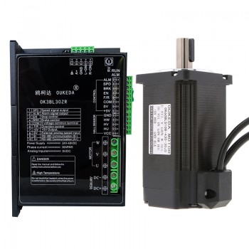 Oukeda Brushless DC Motor & BLDC Driver Kit 95.55Ncm 300W 24V/48V 3000RPM 3 Phase