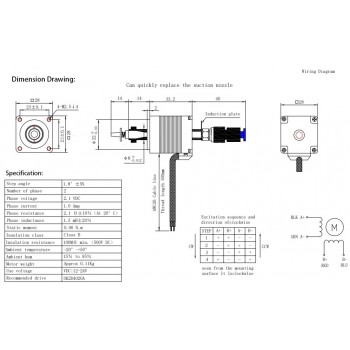 Oukeda Nema 11 Stepper Motor for SMT Placement Machine 1.8 Deg 6Ncm 2 Phase with Cushioning Nozzle