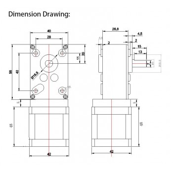 Oukeda Nema 17 Worm Gearbox Stepper Motor 17:1/30:1/50:1/75:1/100:1/290:1/500:1 1.8 Deg 44Ncm 1.68A 2 Phase
