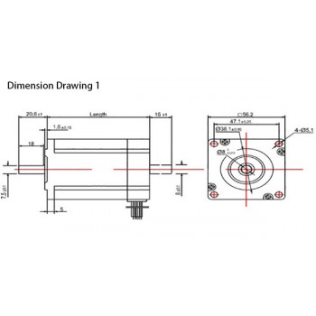 Oukeda NEMA23 Stepper Motor 1.8 Deg 12.35Ncm (17.48oz.in) 2 Phase 57 x 57mm D-Cut