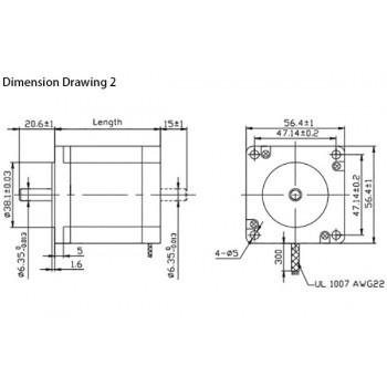 Oukeda NEMA23 Stepper Motor 1.8 Deg 12.35Ncm (17.48oz.in) 2 Phase 57 x 57mm D-Cut