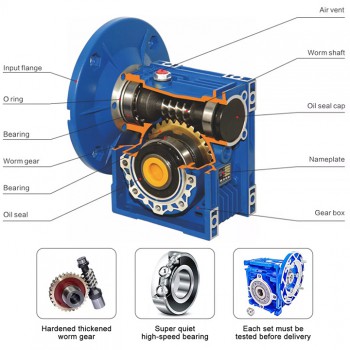 RV030 Round Worm Gearbox Speed Reducer Ratio 5:1 10:1 20:1 30:1 40:1 50:1 :60:1 80:1 Input 11mm B14/B5