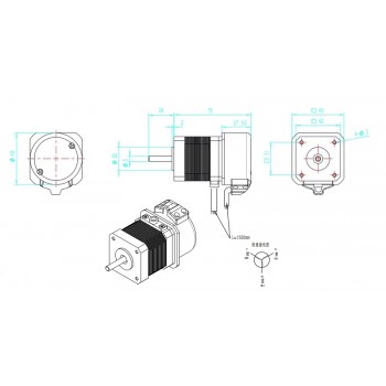 64W 24V 1.56A 0.2N.m 3000 RPM Brushless DC Servo Motor with1000 Lines Encoder 42 x 42mm