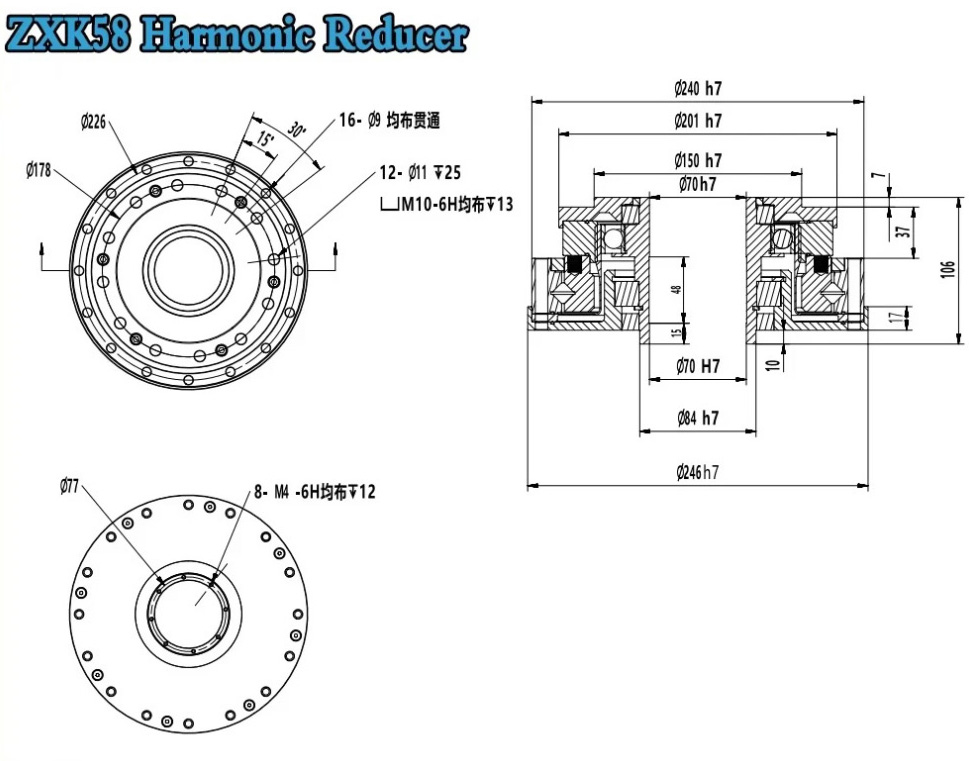 Buy ZXK Series Hollow Type Harmonic Drive Ratio 100:1/160:1