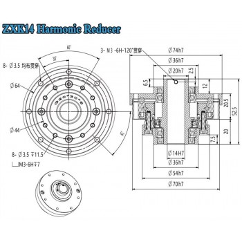 ZXK Series Hollow Type Harmonic Drive Ratio 30:1-160:1 Gearbox Harmonic Gear Speed Reducer 30 Arcsec