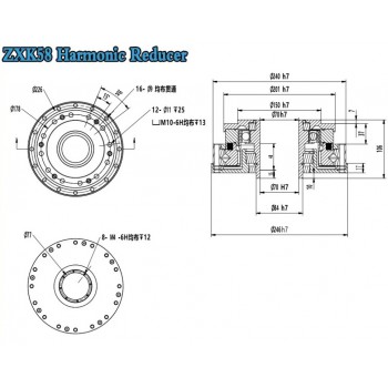 ZXK Series Hollow Type Harmonic Drive Ratio 30:1-160:1 Gearbox Harmonic Gear Speed Reducer 30 Arcsec