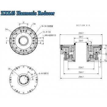 ZXK Series Hollow Type Harmonic Drive Ratio 30:1-160:1 Gearbox Harmonic Gear Speed Reducer 30 Arcsec