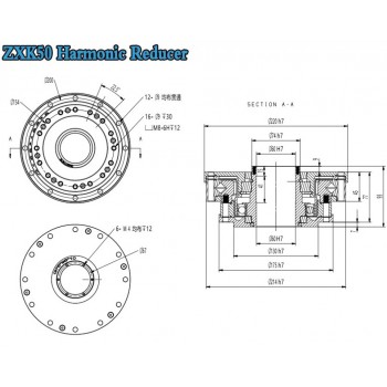 ZXK Series Hollow Type Harmonic Drive Ratio 30:1-160:1 Gearbox Harmonic Gear Speed Reducer 30 Arcsec