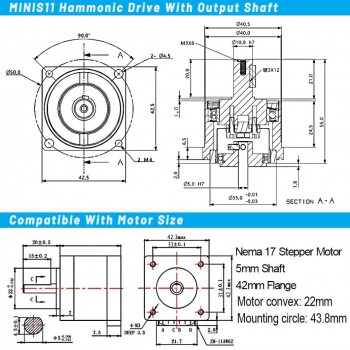 MINIS/MINIF Series Ratio 30:1/50:1/100:1 Micro Harmonic Drive Gearbox Harmonic Gear Speed Reducer