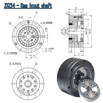 ZXD/ZXZ Series Mini Harmonic Drive Ratio 30:1-100:1 Harmonic Gearbox Speed Reducer 20 Arc-sec