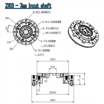 ZXD/ZXZ Series Mini Harmonic Drive Ratio 30:1-100:1 Harmonic Gearbox Speed Reducer 20 Arc-sec