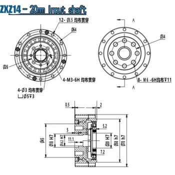 ZXD/ZXZ Series Mini Harmonic Drive Ratio 30:1-100:1 Harmonic Gearbox Speed Reducer 20 Arc-sec