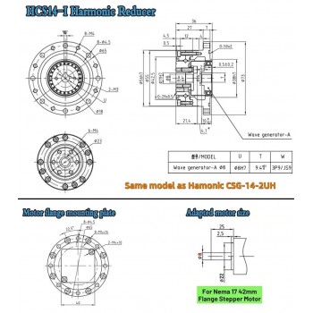 CSF Series Harmonic Gear Reducer Ratio 50:1-120:1 Harmonic Drive Gearbox for Stepper / Servo Motor