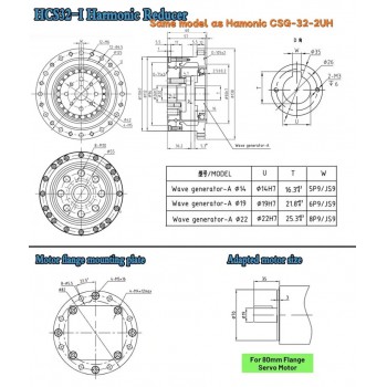 CSF Series Harmonic Gear Reducer Ratio 50:1-120:1 Harmonic Drive Gearbox for Stepper / Servo Motor