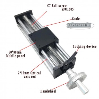 GGP5080 Manual Linear Guide Rail Slide Stage Ballscrew CNC Motion Module Handwheel