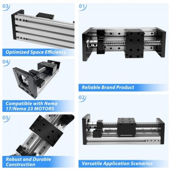 CNC Linear Double Guides 10-132lbs BallScrew Slide Table Motion Stage Motor Kit