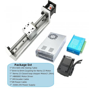 Ballscrew Motorized Linear Rail Stage Kit CNC Slide Table with Closed Loop Nema 23 Stepper Motor & Driver Kit
