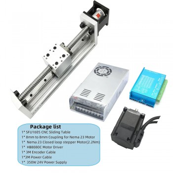 Ballscrew Motorized Linear Rail Stage Kit CNC Slide Table with Closed Loop Nema 23 Stepper Motor & Driver Kit
