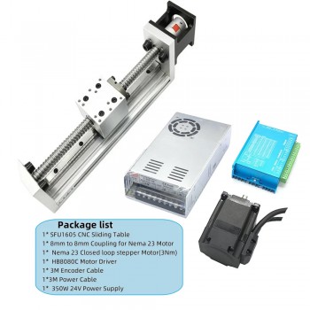 Ballscrew Motorized Linear Rail Stage Kit CNC Slide Table with Closed Loop Nema 23 Stepper Motor & Driver Kit