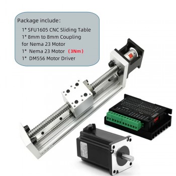 Mini Ballscrew Linear Module Table with 1.2/2/3Nm Nema 23 Stepper Motor & Driver DM556 Kit