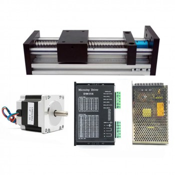 Motorized Linear Stage Ballscrew CNC Slide Table Kit with Nema 23 Motor, Driver & Power Supply