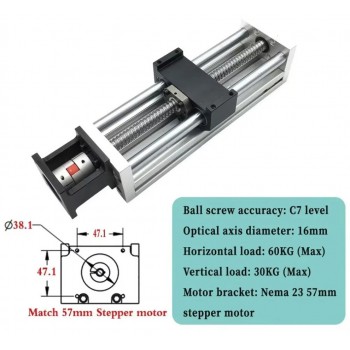 Linear Motion Guide CNC Sliding Table Linear Table Slide Fit NEMA 23 Stepper Motor/ 60mm Servo Motor