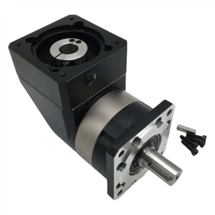 PVF120 Square Right Angle Planetary Gearbox for Nema 42 Stepper /100-130mm Servo Motor 19mm 24mm input