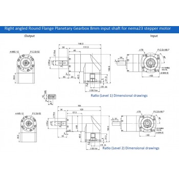 PVE060 90 Degree Right Angle Planetary Gearbox Fit Nema 23 Stepper Motor/60mm Servo Motor Spur Gear Speed Reducer