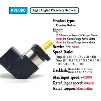 PVF090 90 Degree Planetary Gearbox Gear Speed Reducer for Nema34 Stepper Motor / 90mm Servo Motor
