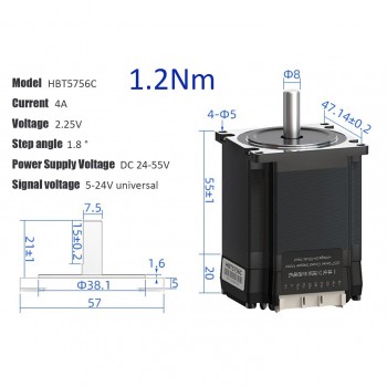 HBT57 Series Nema 23 Closed-loop Integrated Servo Stepper Motor 1.2N.m,2N.m,3N.m with Drive 1000 Line Encoder