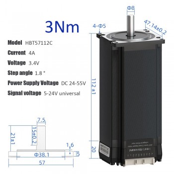 HBT57 Series Nema 23 Closed-loop Integrated Servo Stepper Motor 1.2N.m,2N.m,3N.m with Drive 1000 Line Encoder