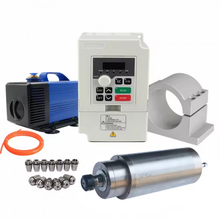 4.5KW 220V/380V Water Cooled Spindle Motor Kit +5.5KW VFD Inverter + 125mm Clamp+100W Water Pump