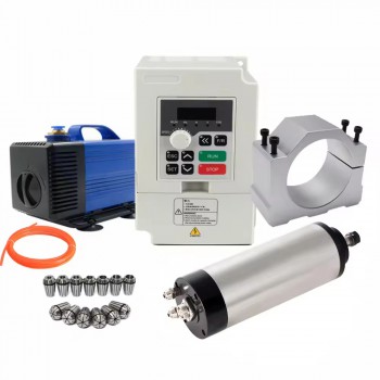 1.5KW 110V / 220V CNC Spindle Motor Kit with VFD Inverter+80mm Spindle Mount+80W Water Pump
