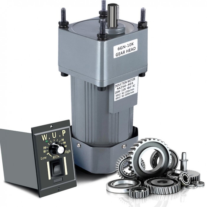 250W AC Induction Motor with Gearbox 10:1 16Nm 135RPM Gear Reduction Motor with Variable Speed Control